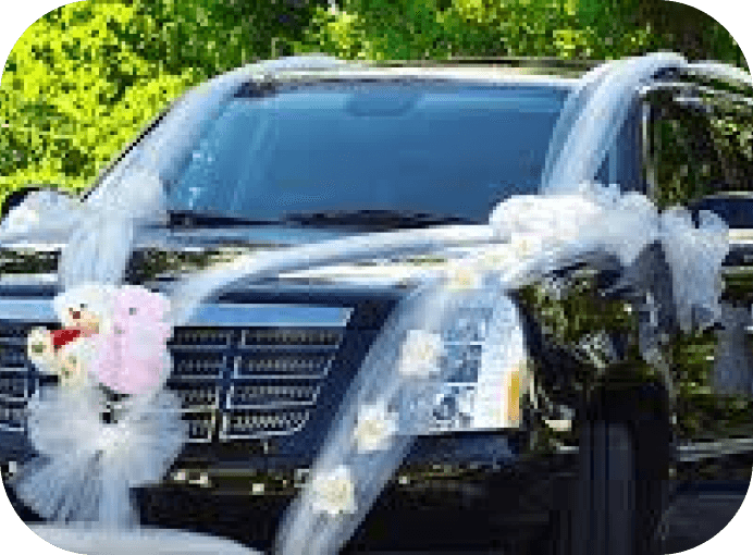 Decorated wedding car